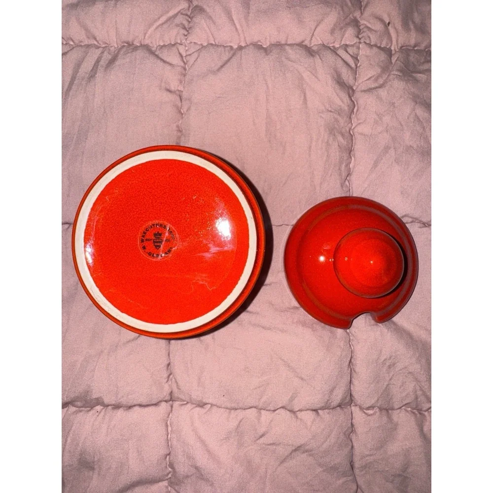 Waechtersbach Christmas Tree Red Sugar Bowl Made In Germany